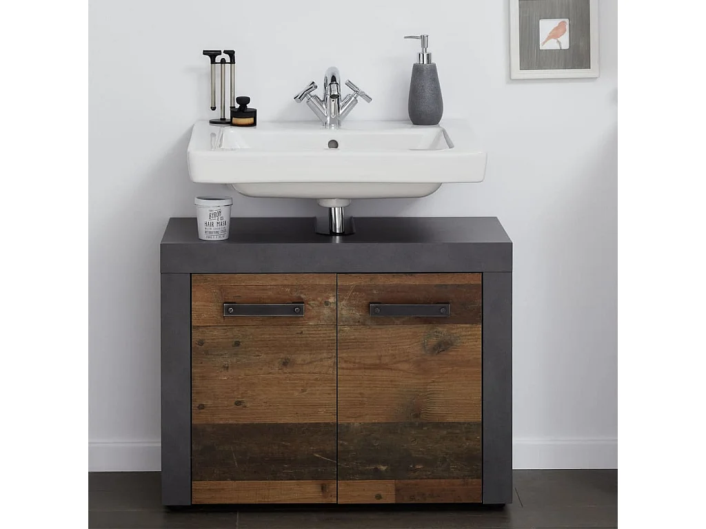 Cali walnoot en antraciet melamine 2-deurs onderkast