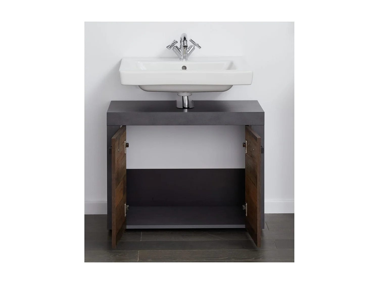 Cali walnoot en antraciet melamine 2-deurs onderkast