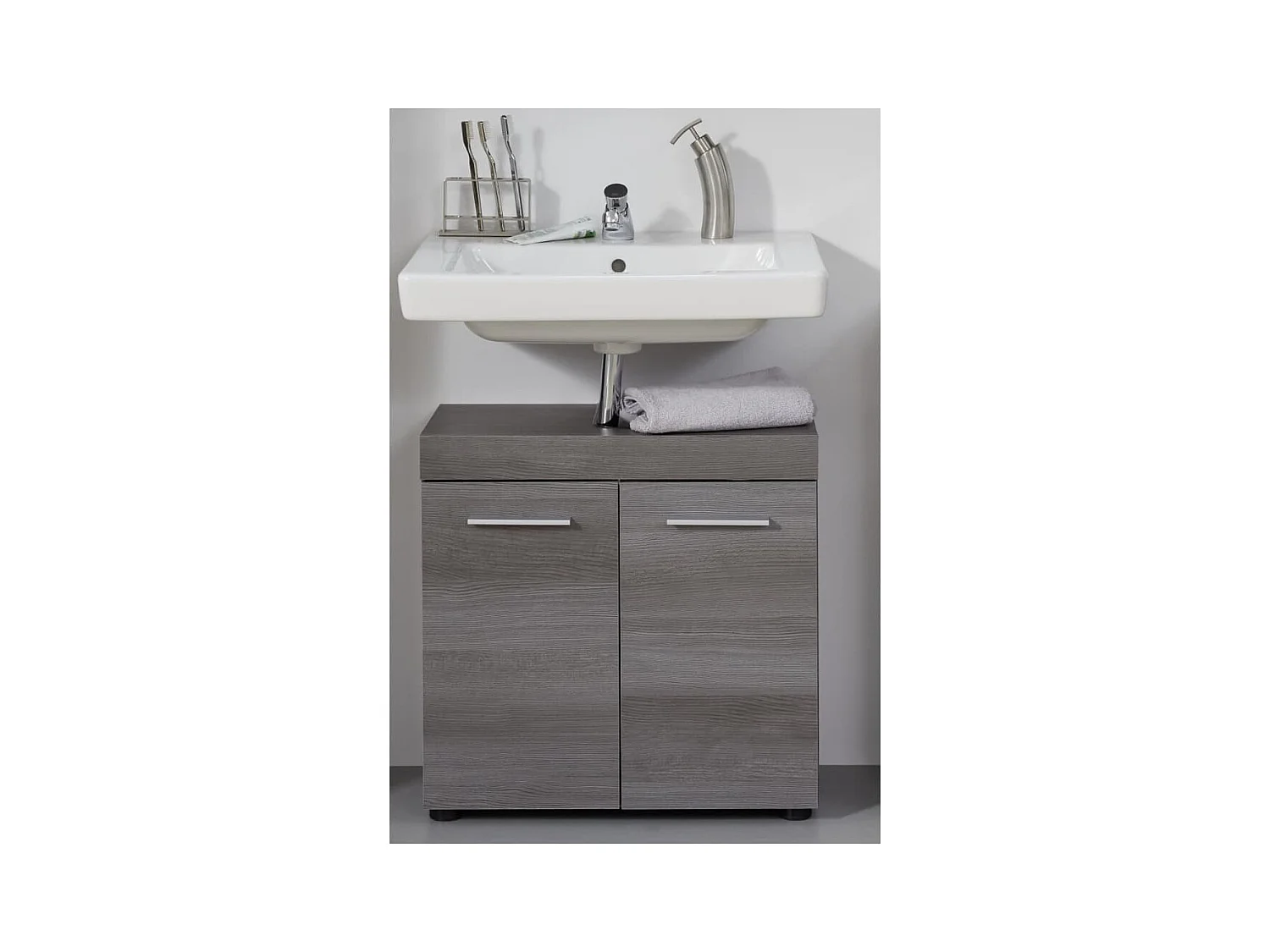 Meuble sous vasque Runner argenté fumé
