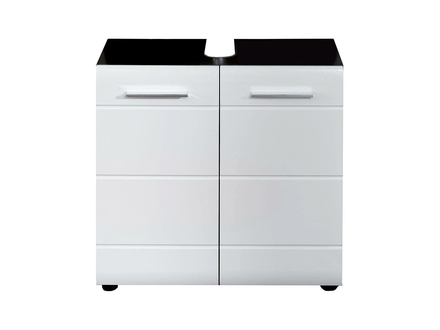 Meuble sous vasque Line Blanc et argenté fumé