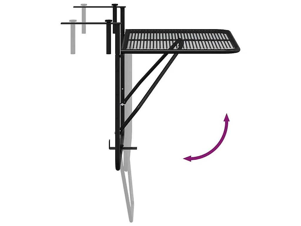Table de balcon Noir 60x40 cm Acier