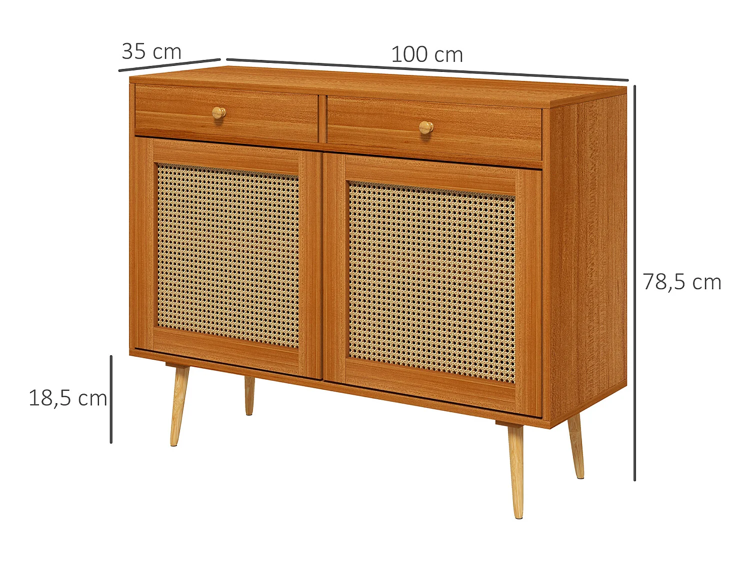 Aparador de cocina marrón 100x35x78.5 cm HOMCOM