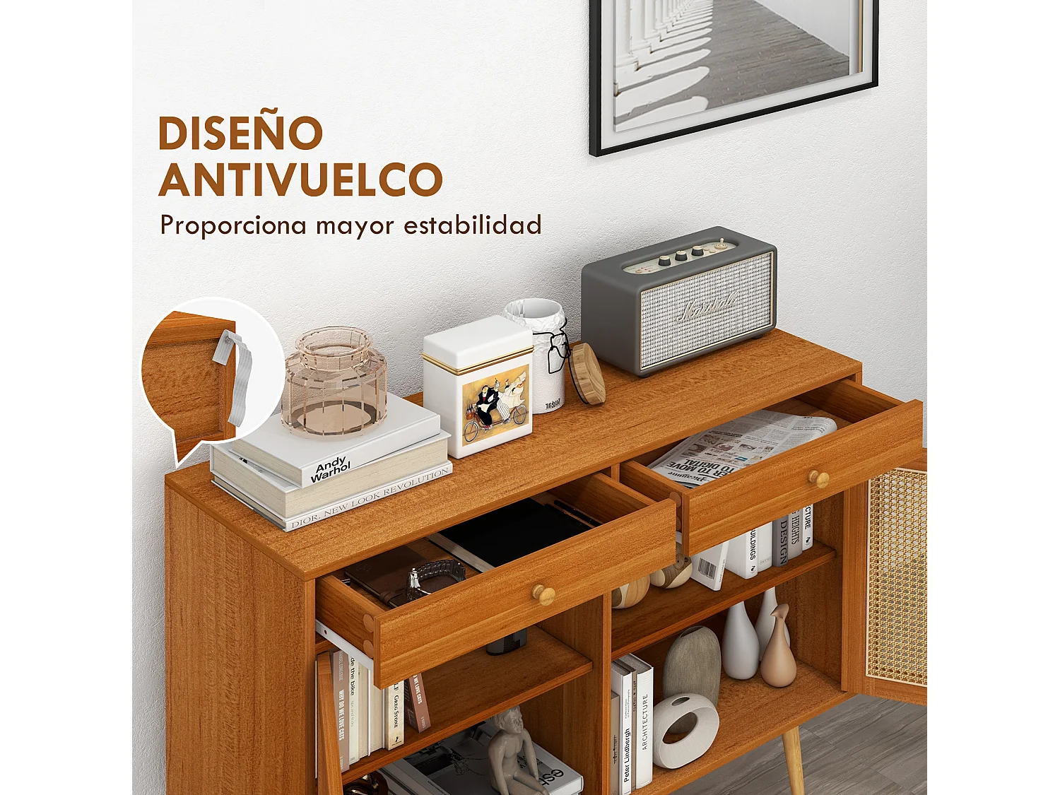 Aparador de cocina marrón 100x35x78.5 cm HOMCOM