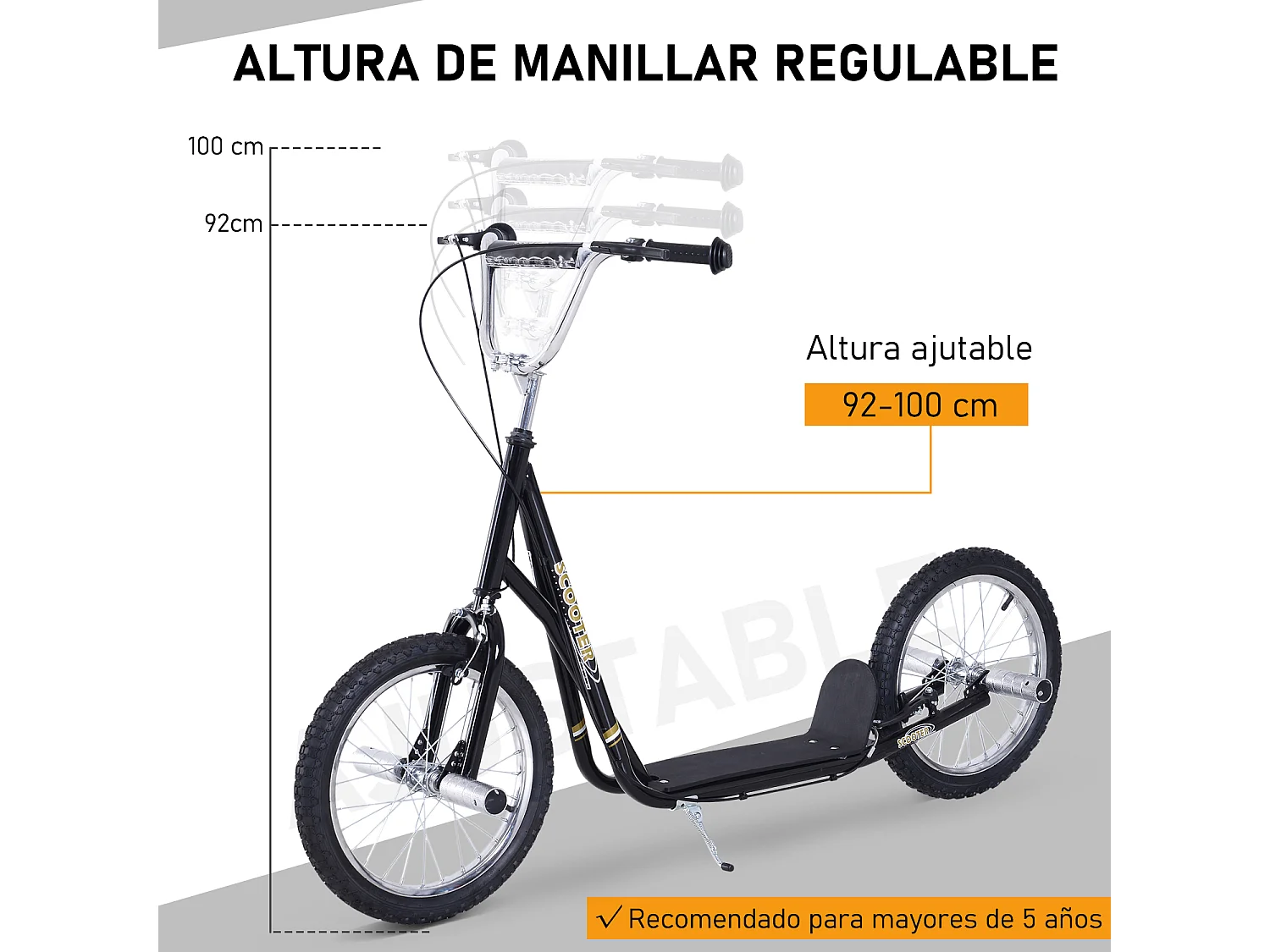 Patinete para niño 143x58x100cm negro 371-026BK