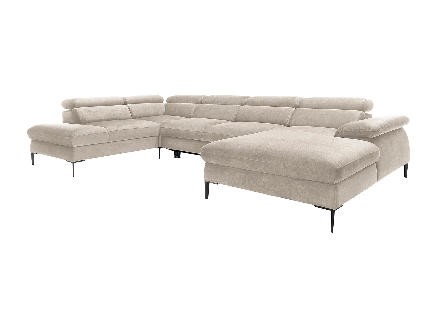 XXL hoekslaapbank met hoek rechts van beige velours SEPINA van Pascal Morabito