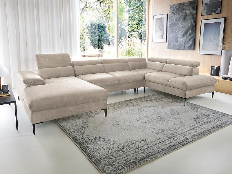 Divano letto panoramico in Velluto Beige - Angolo a sinistra - SEPINA di PASCAL MORABITO