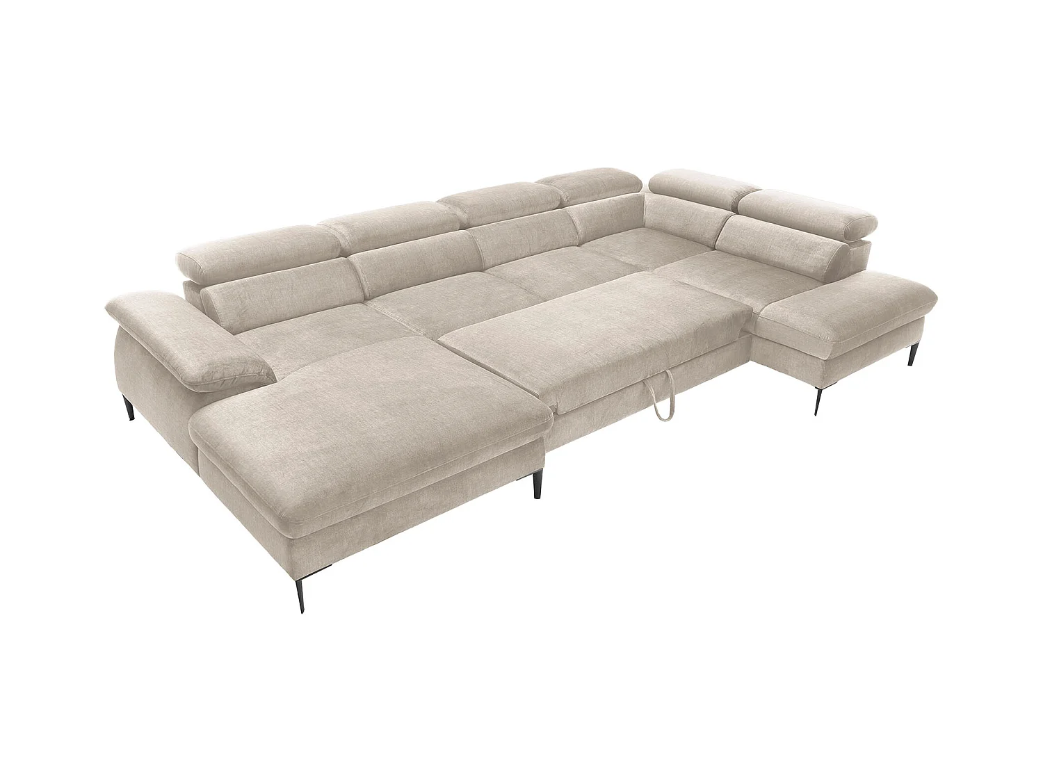 Große Wohnlandschaft mit Schlaffunktion - Ecke links - Samt - Beige - SEPINA von Pascal Morabito