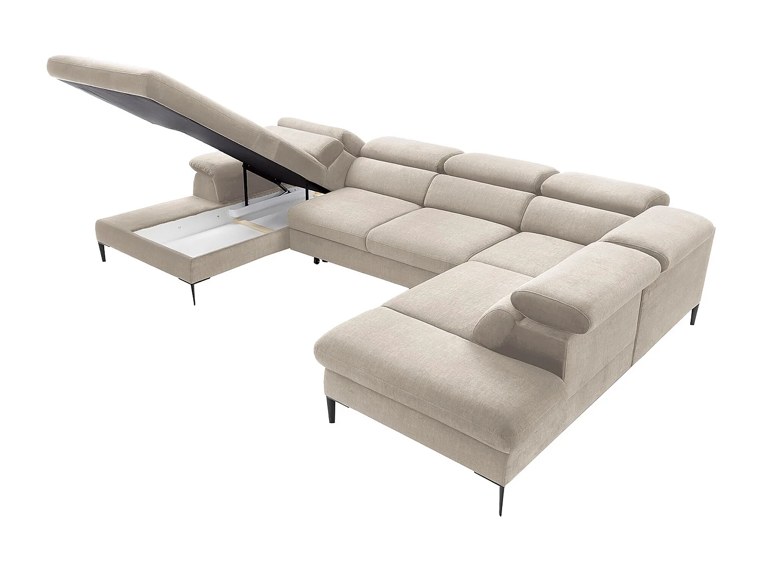Große Wohnlandschaft mit Schlaffunktion - Ecke links - Samt - Beige - SEPINA von Pascal Morabito
