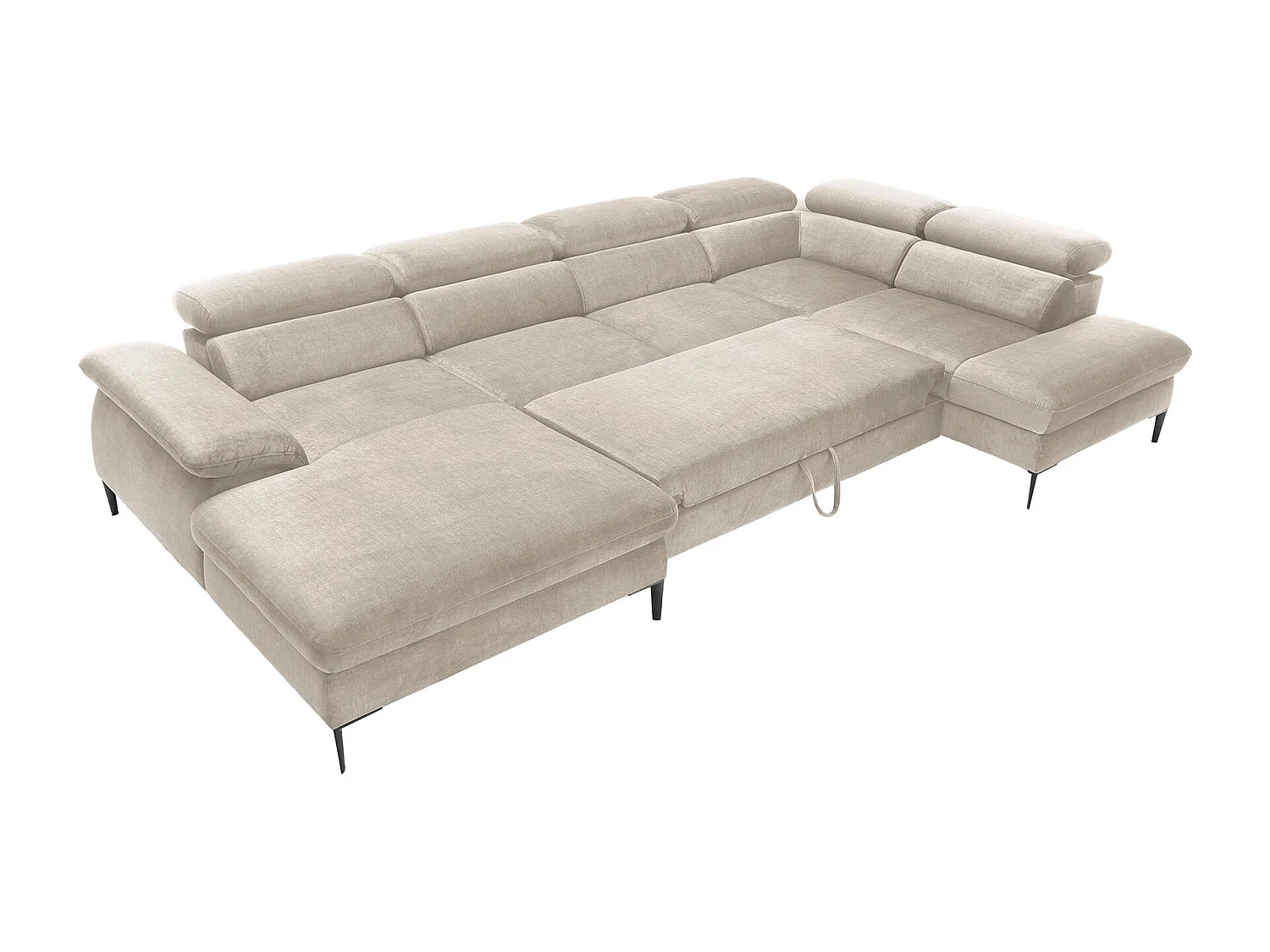 Große Wohnlandschaft mit Schlaffunktion - Ecke links - Samt - Beige - SEPINA von Pascal Morabito