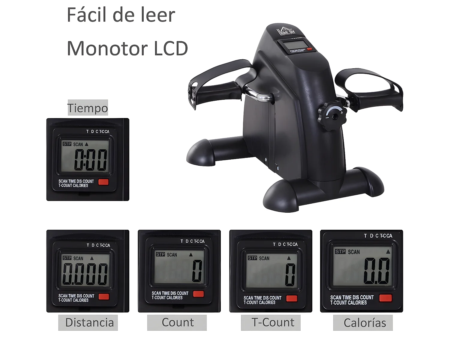 Minibicicleta estática negro 35x40x31cm HOMCOM