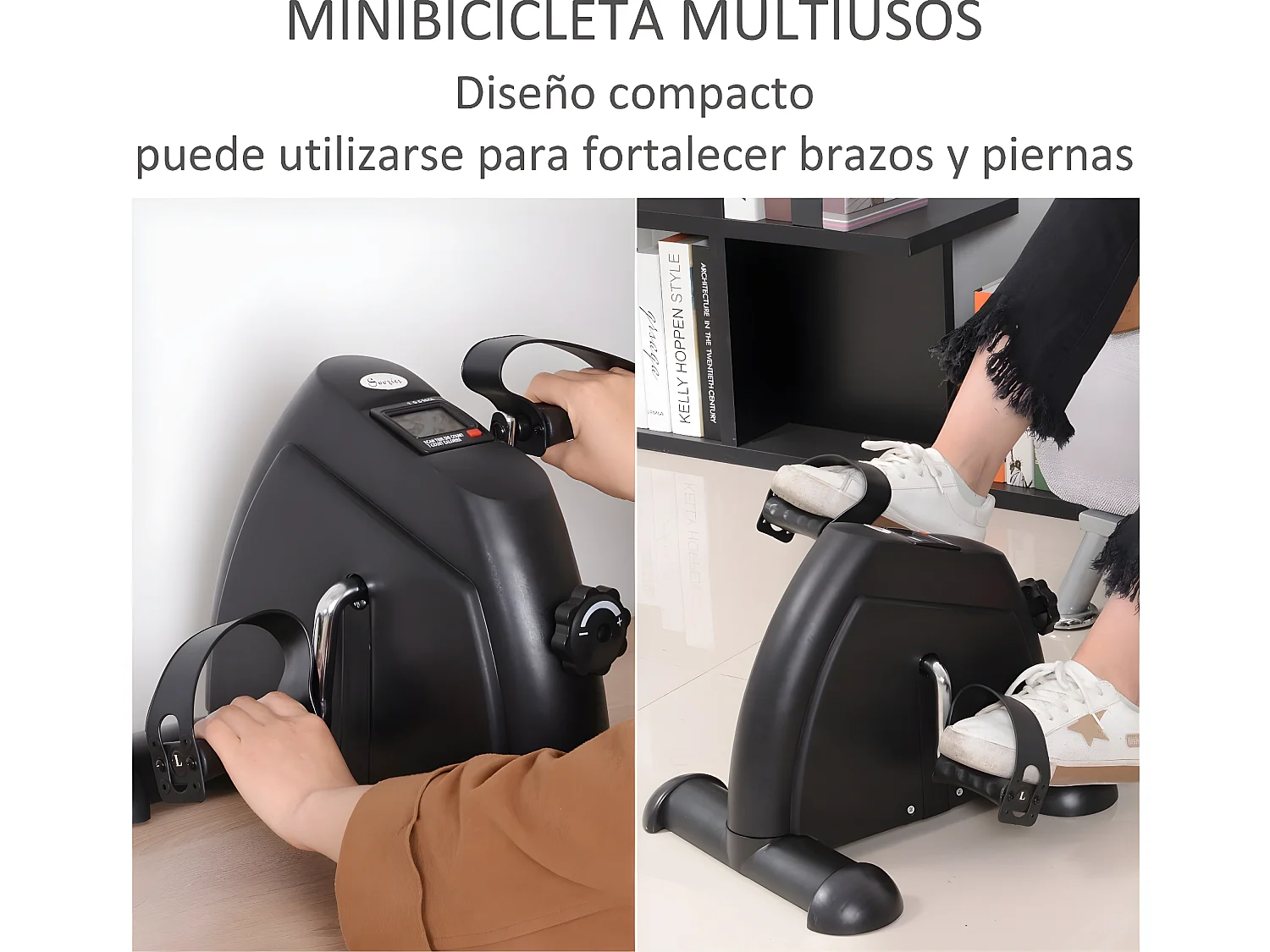 Minibicicleta estática negro 35x40x31cm HOMCOM