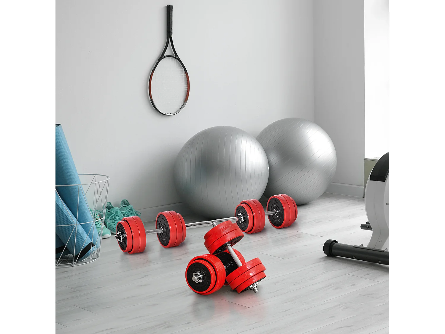 Juego de mancuernas negro y rojo ø21.5x3.8 cm HOMCOM