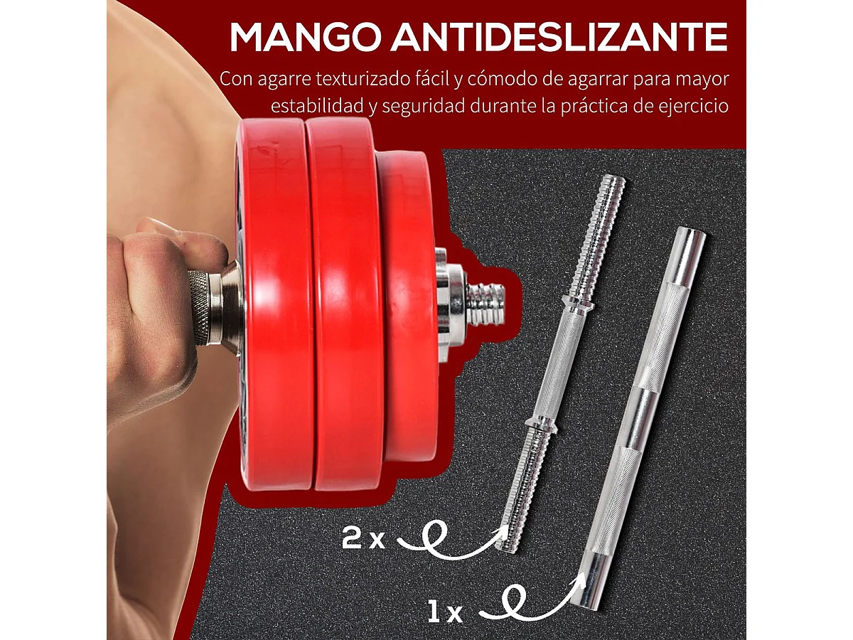 Juego de mancuernas negro y rojo ø21.5x3.8 cm HOMCOM