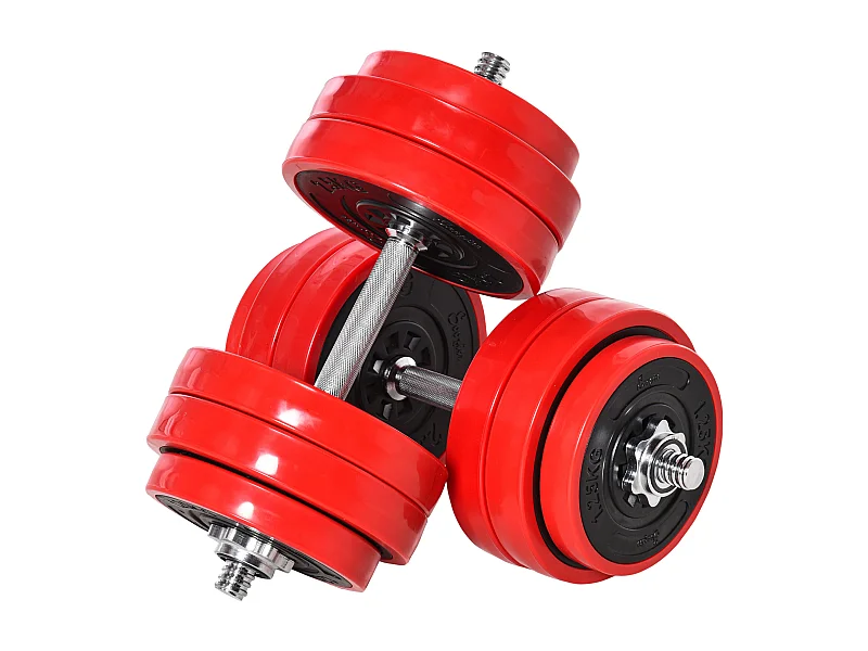 Juego de mancuernas negro y rojo ø21.5x3.8 cm HOMCOM