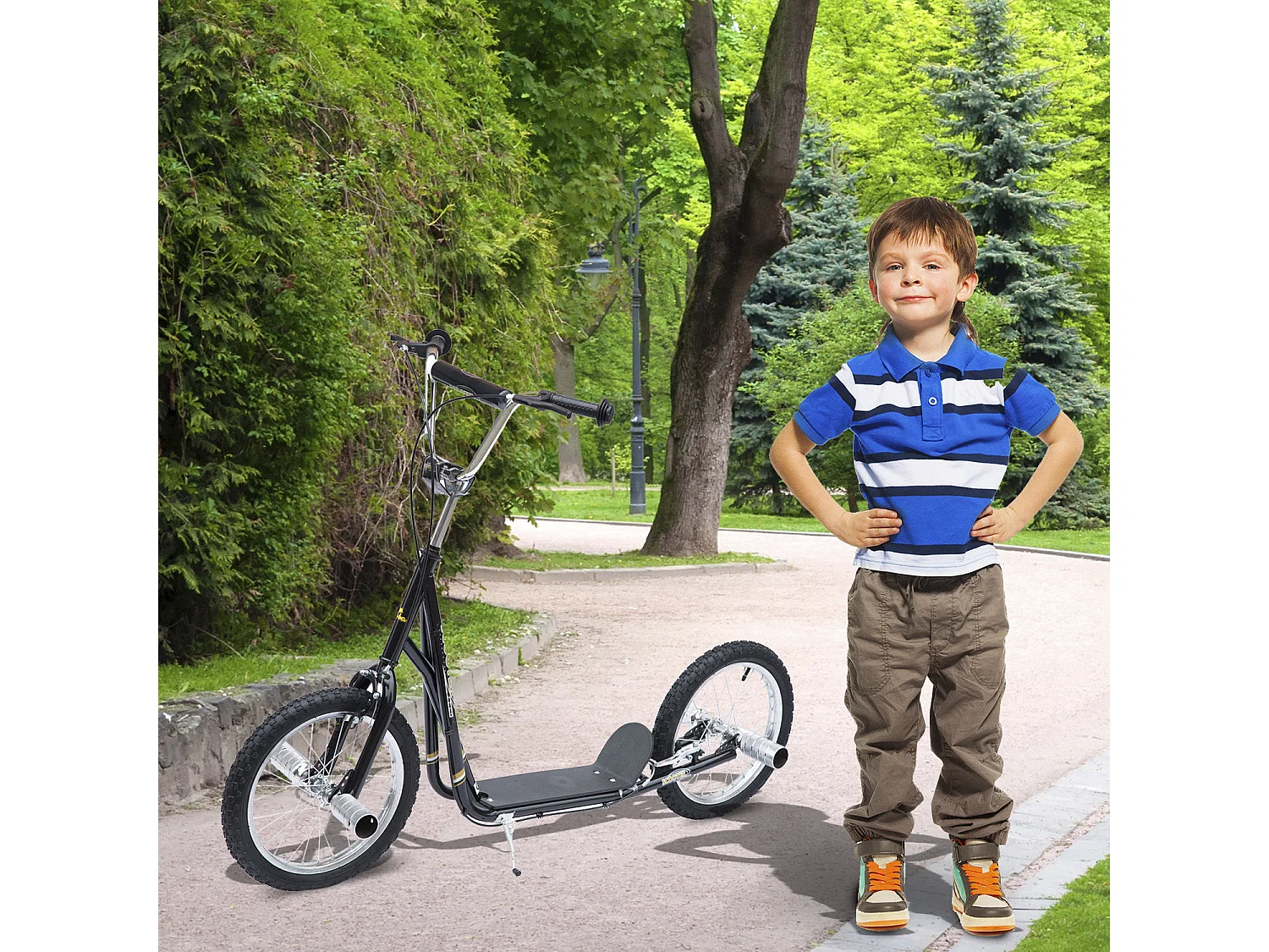 Patinete scooter negro 143x58x100 cm HOMCOM