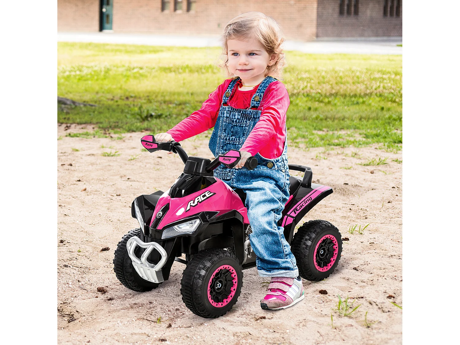 Quad correpasillo para niños rosa 67.5x38x44 cm HOMCOM
