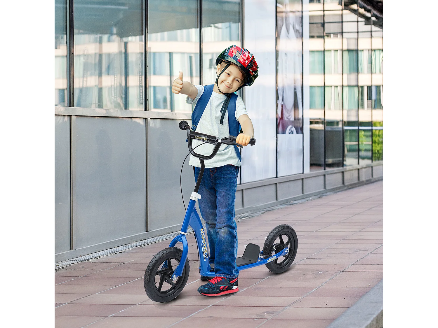 Patinete scooter azul 120x52x88 cm HOMCOM