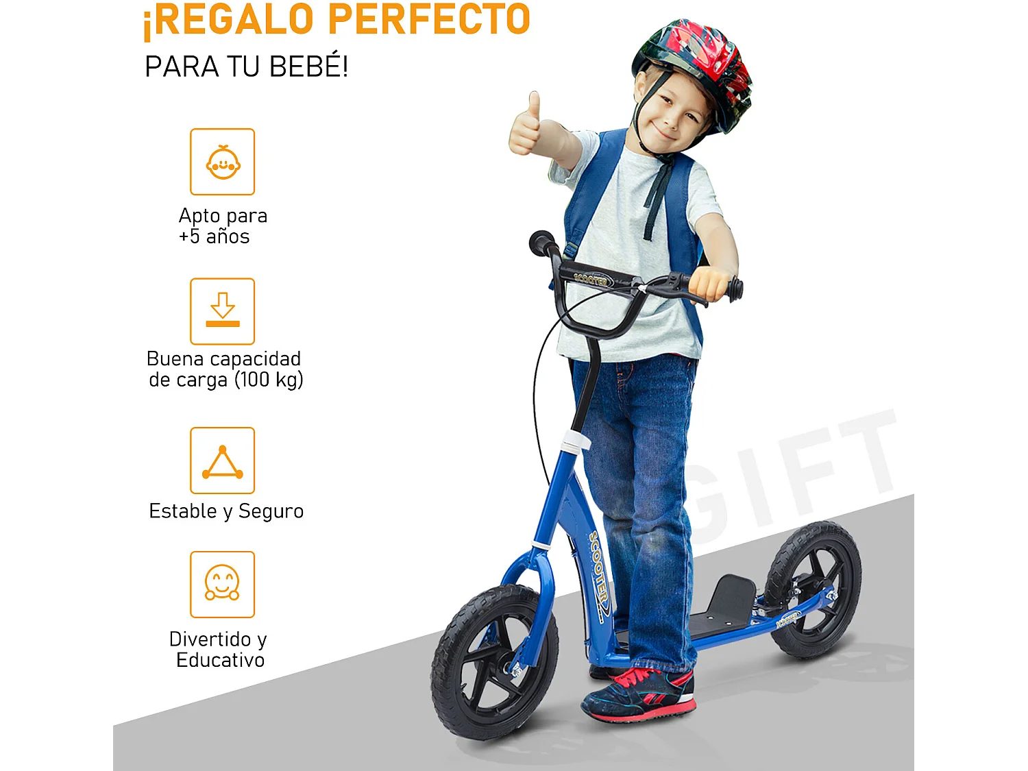 Patinete scooter azul 120x52x88 cm HOMCOM
