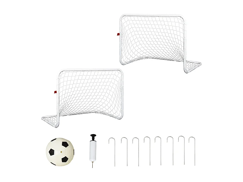Set de 2 porterías de fútbol blanco 78x46x56 cm HOMCOM