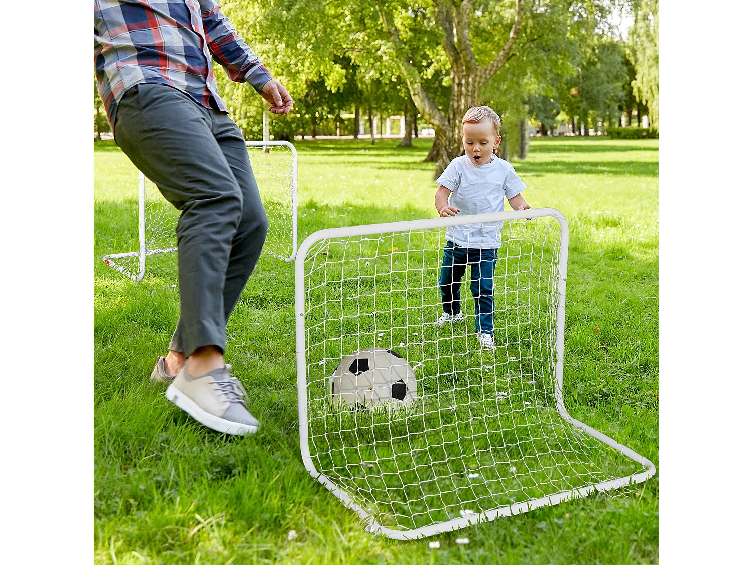 Set de 2 porterías de fútbol blanco 78x46x56 cm HOMCOM