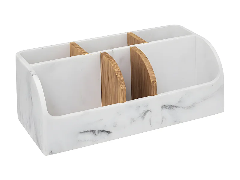 Organiseur Rangement maquillage 10 compartiments Blanc effet marbre