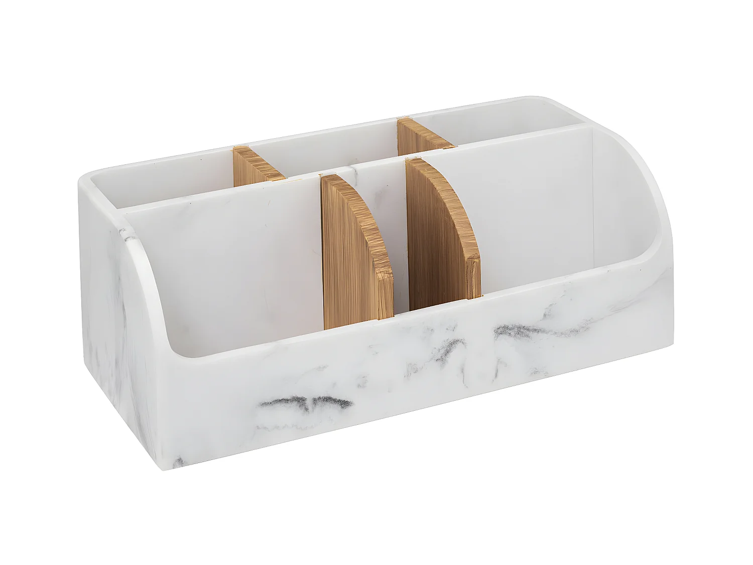 Organiseur Rangement maquillage 10 compartiments Blanc effet marbre