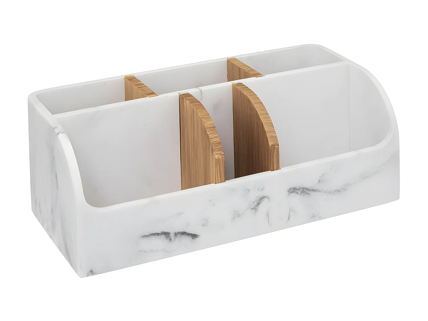 Organiseur Rangement maquillage 10 compartiments Blanc effet marbre