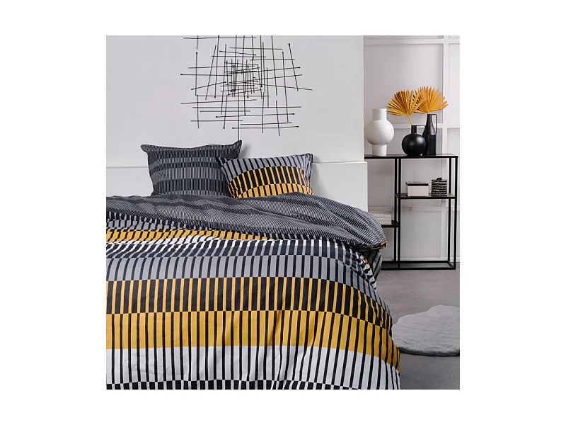 Housse de couette imprimée + 2 housses quadrant, qualité 100% coton M/code-barres 260x240cm