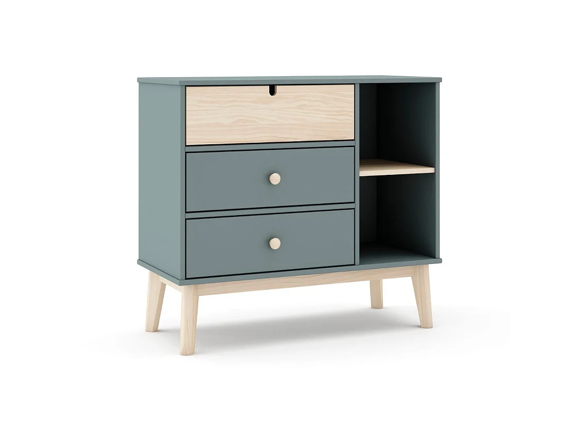 Commode 3 Tiroirs et 2 Niches L90 cm - Estefania