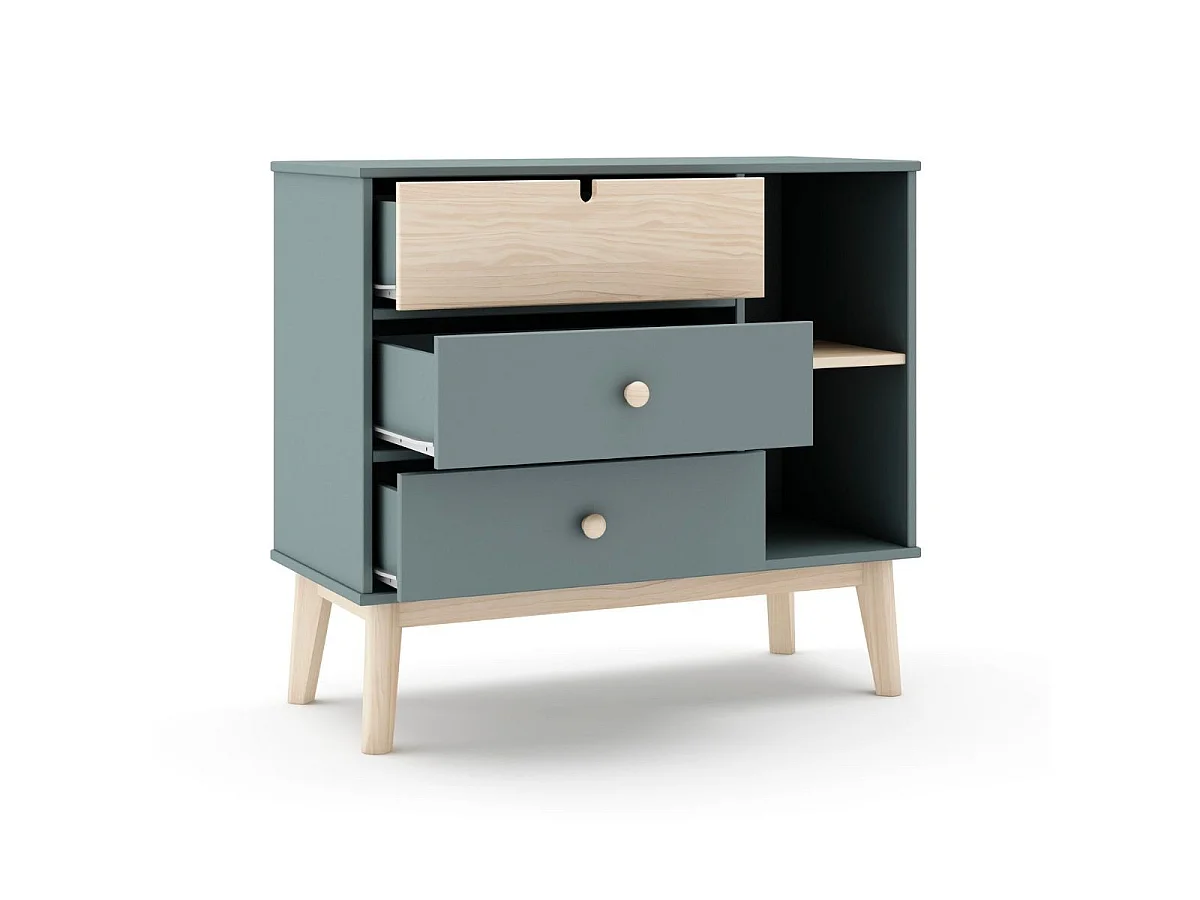 Commode 3 Tiroirs et 2 Niches L90 cm - Estefania