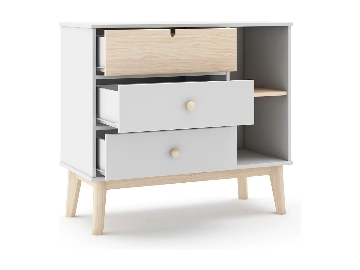 Commode 3 Tiroirs et 2 Niches L90 cm - Estefania