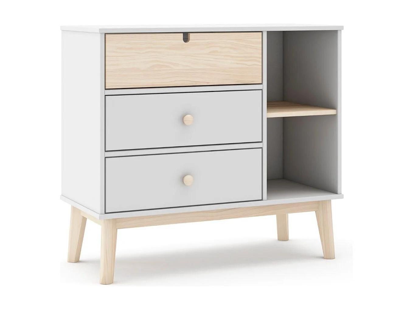 Commode 3 Tiroirs et 2 Niches L90 cm - Estefania