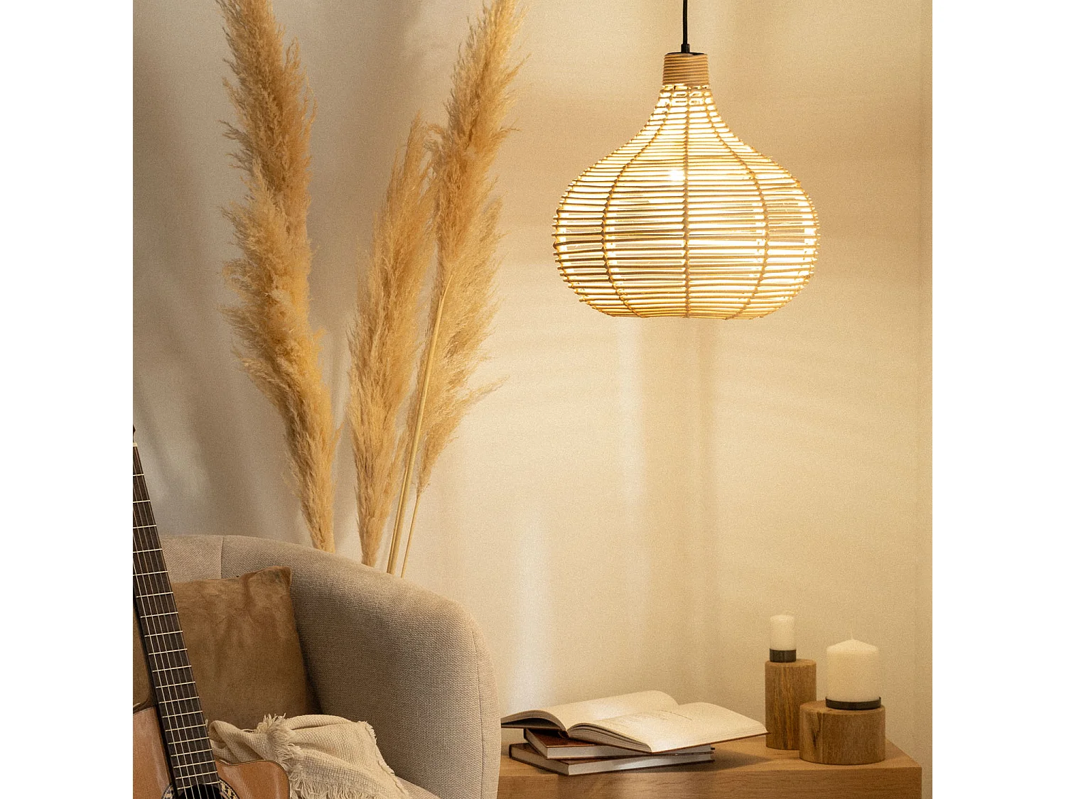 Lampada a Sospensione Rattan Yantai Naturale