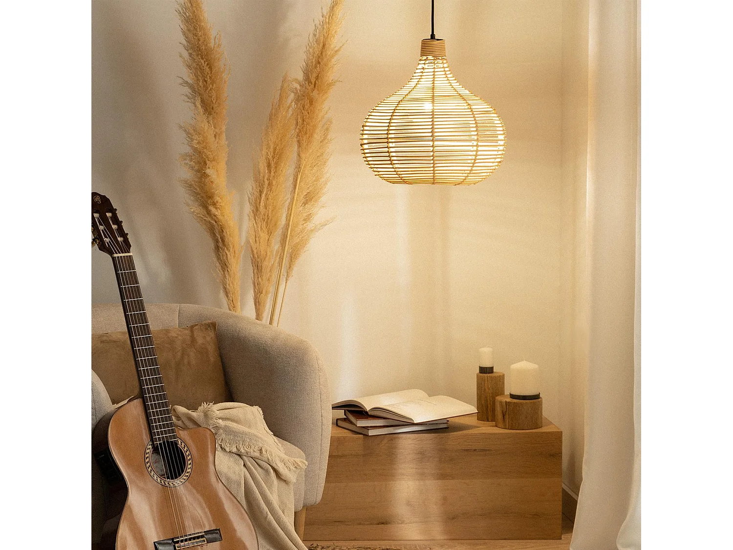 Lampada a Sospensione Rattan Yantai Naturale