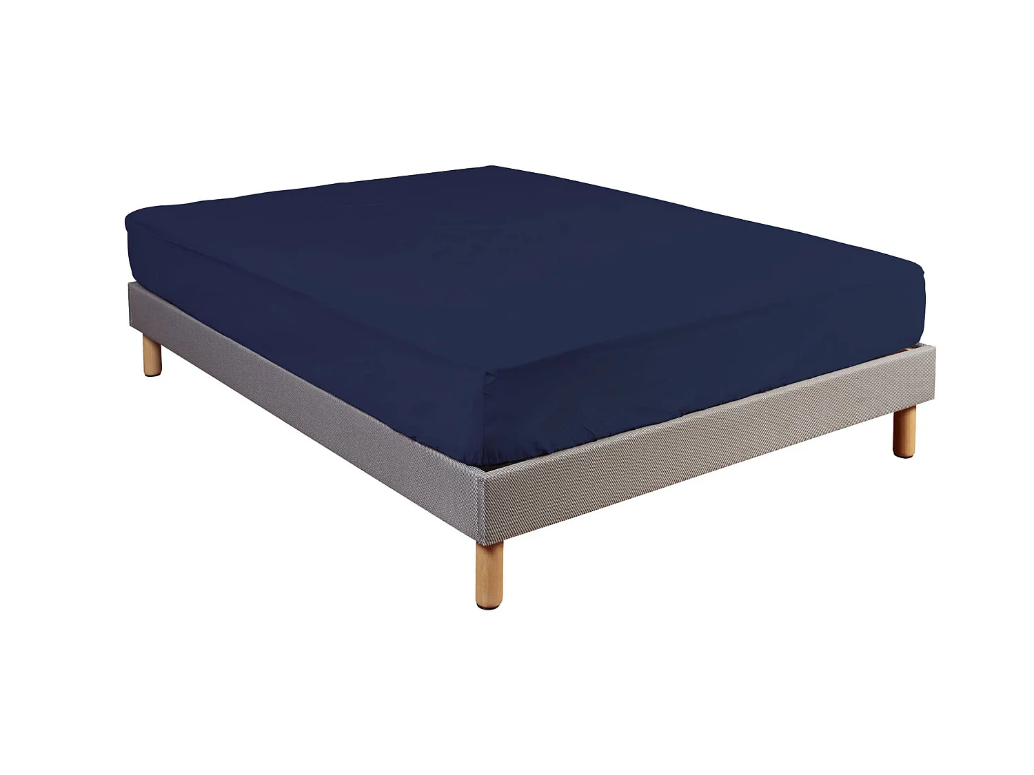 Drap housse 100% coton bleu marine - bonnet 27 cm 140x200