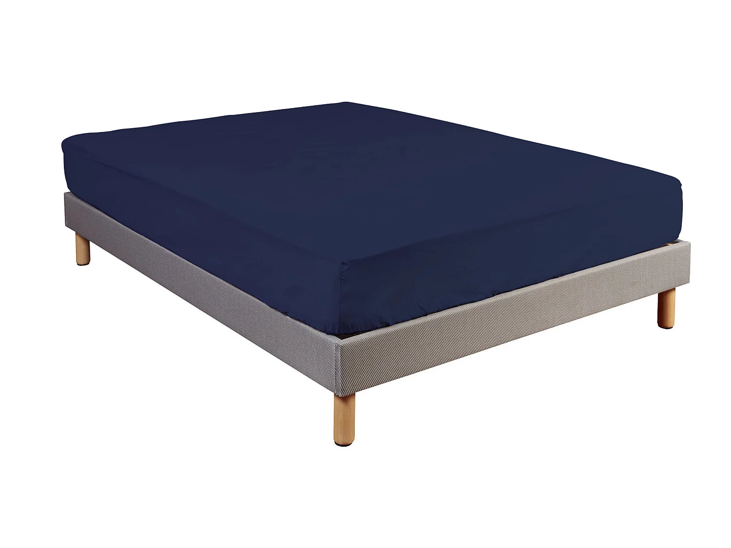 Drap housse 100% coton bleu marine - bonnet 27 cm 140x200