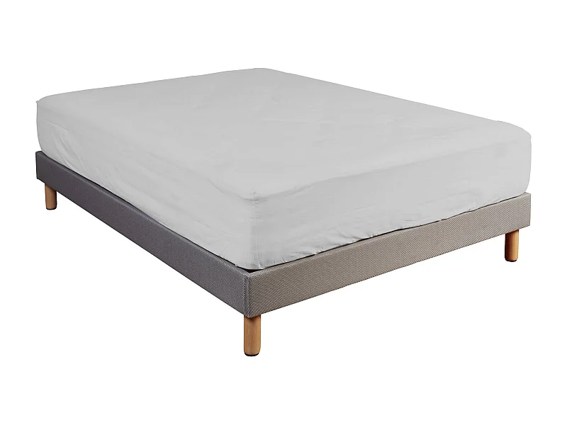 Drap housse 100% coton gris bonnet 40 cm 140x190