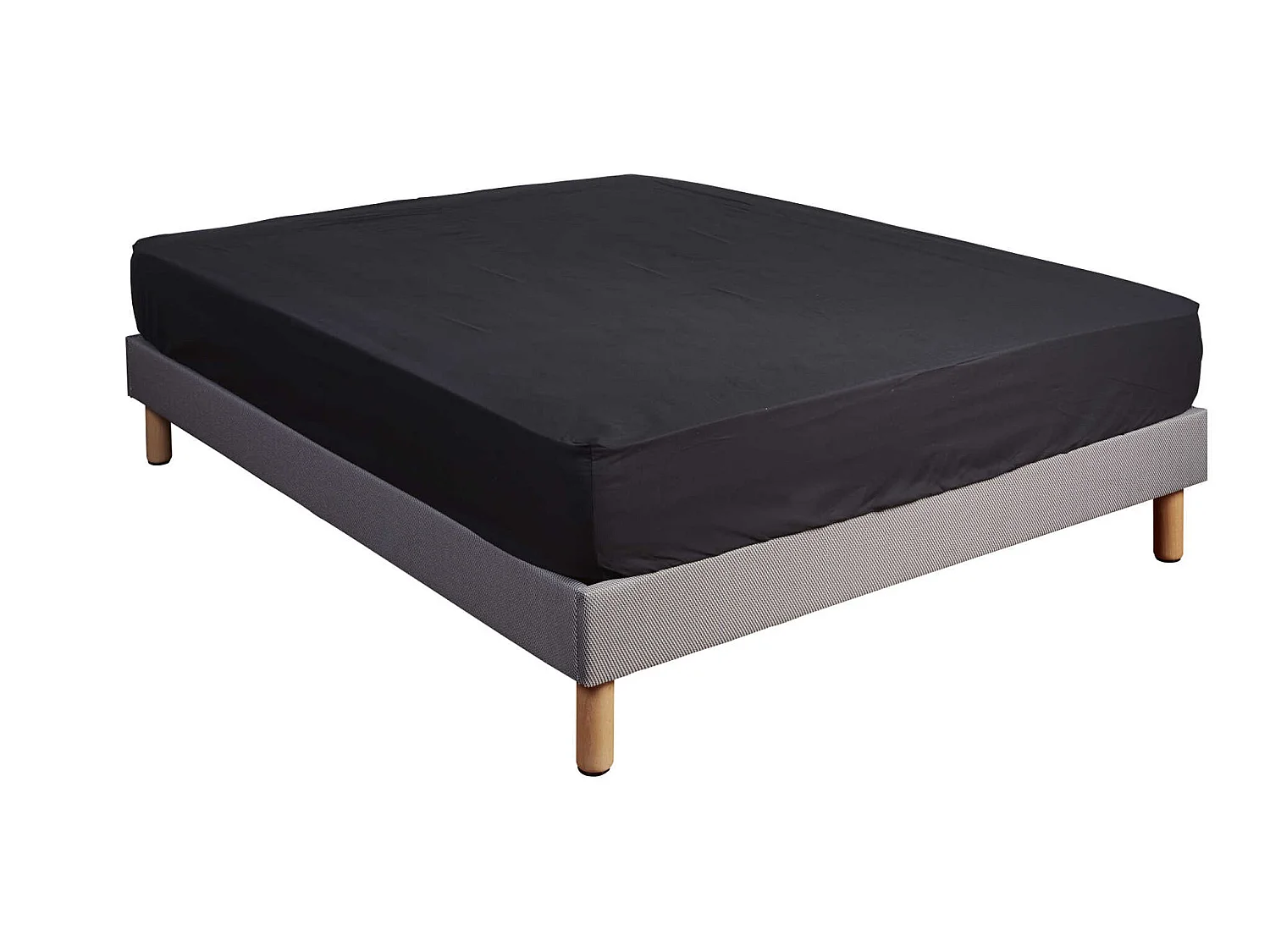 Drap housse 100% coton noir - bonnet 27 cm 140x210