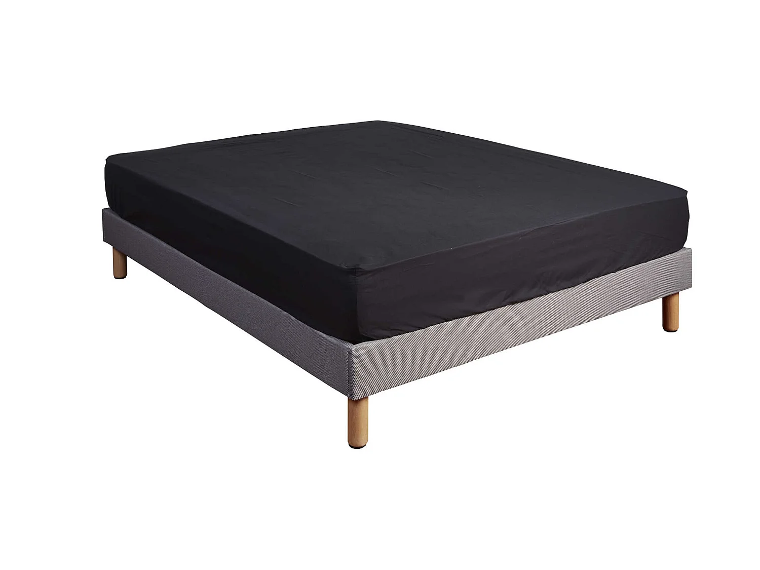 Drap housse 100% coton noir - bonnet 27 cm 130x190