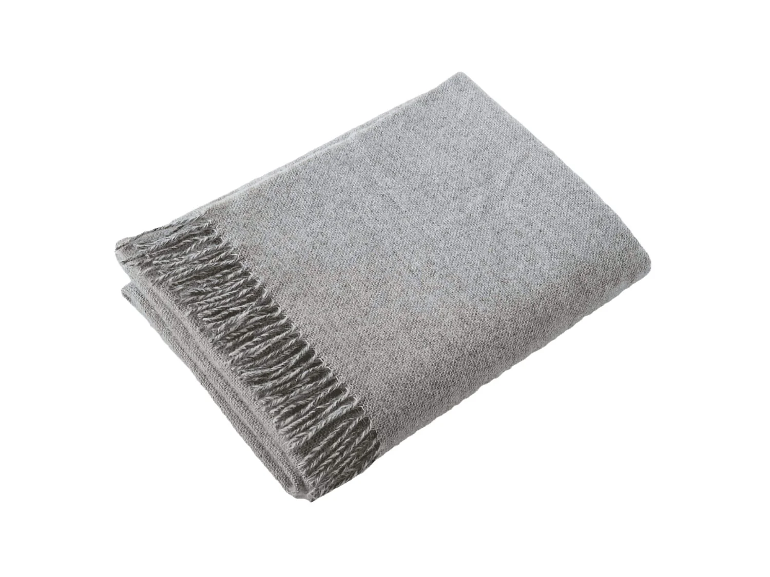 Plaid à franges en laine uni gris clair 140 x 200 cm