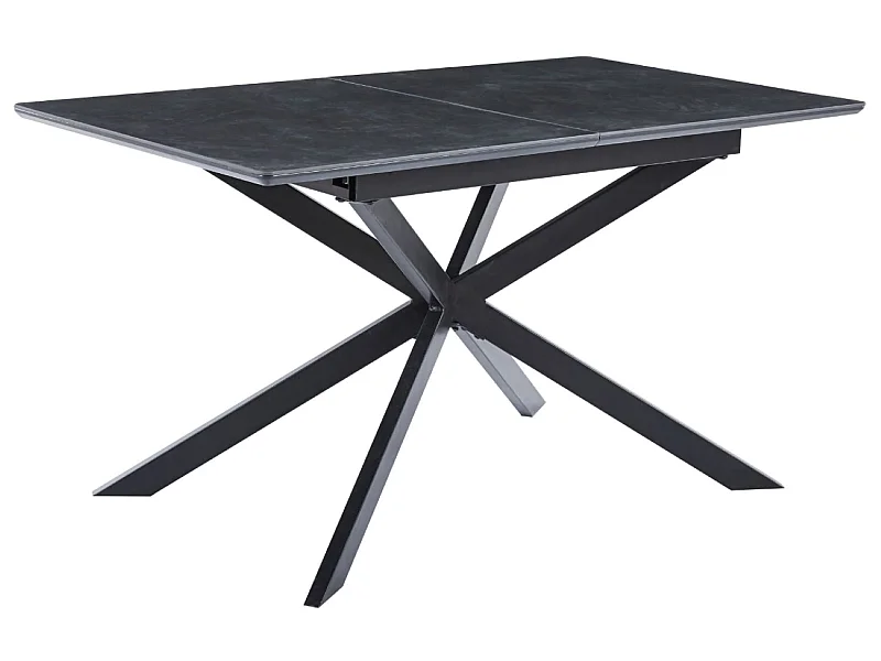 Table à manger rectangulaire extensible en céramique coloris noir / pieds noir