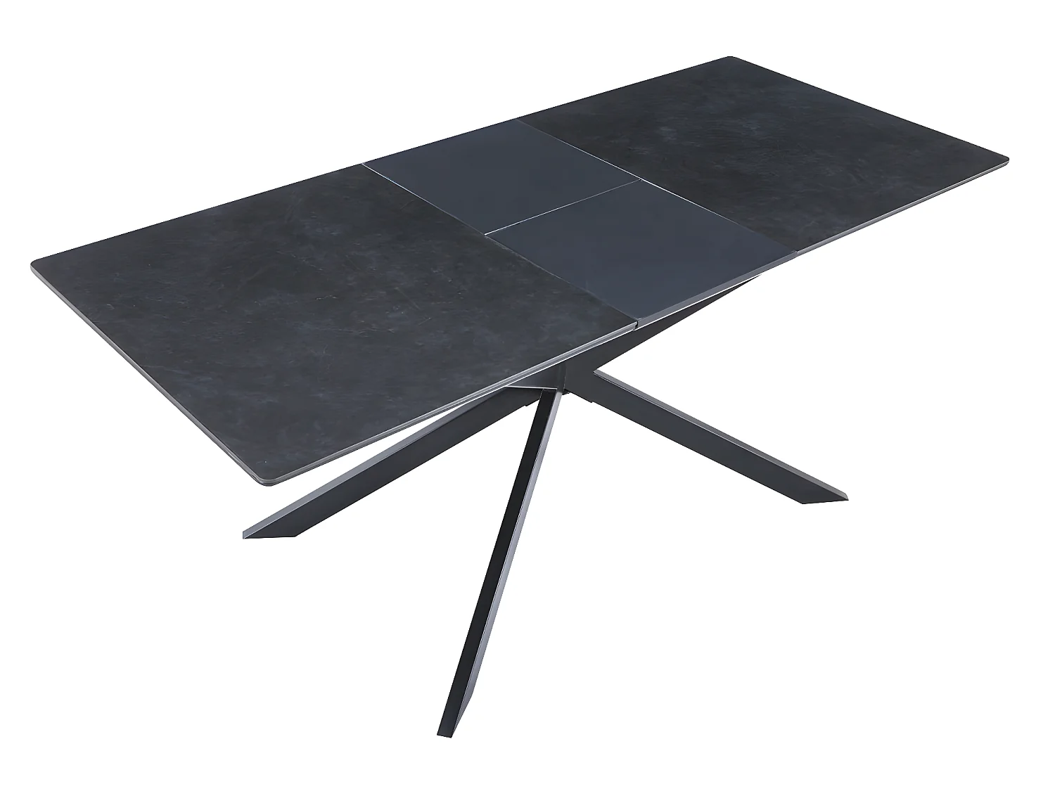 Table à manger rectangulaire extensible en céramique coloris noir / pieds noir