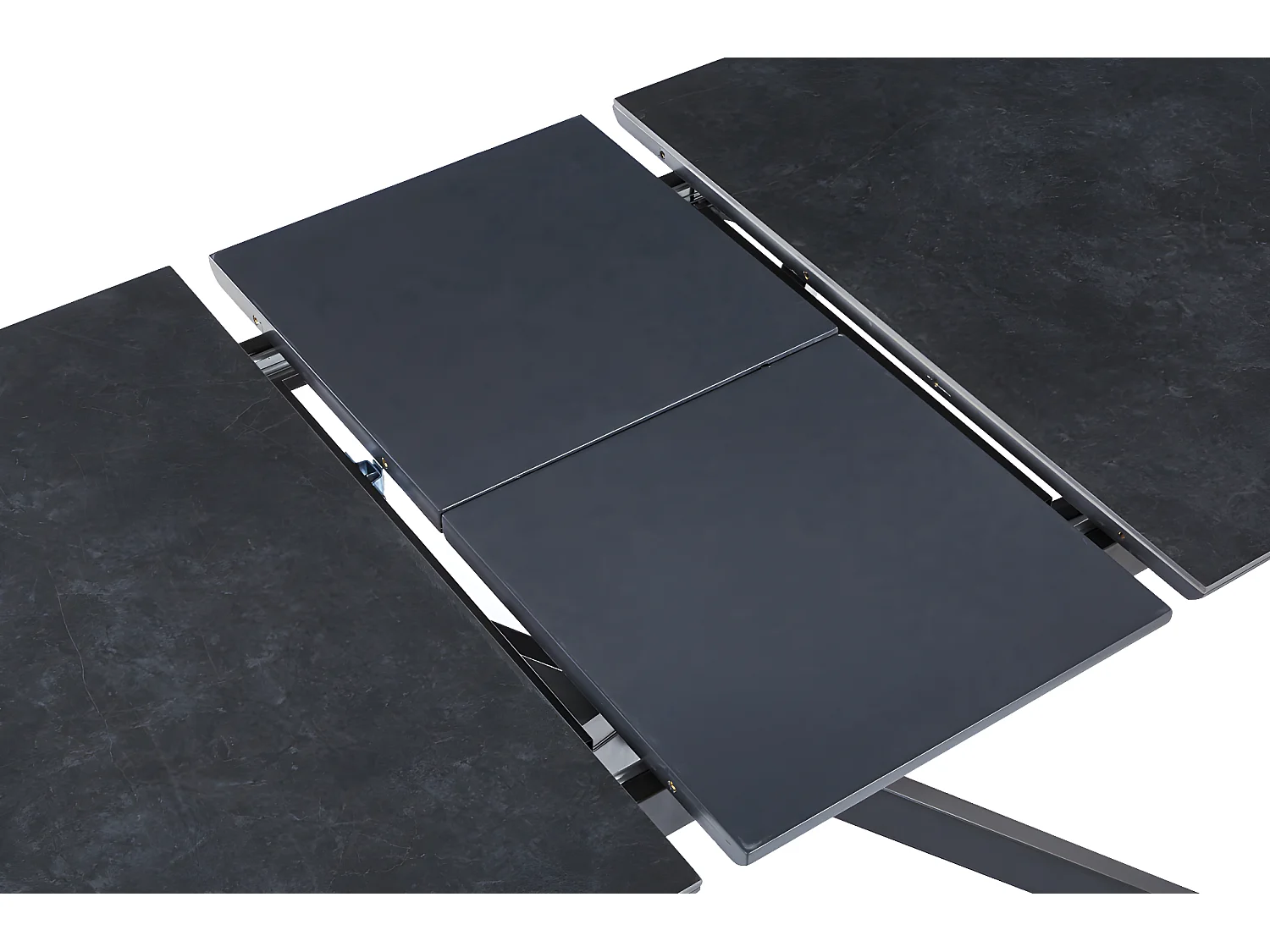 Table à manger rectangulaire extensible en céramique coloris noir / pieds noir