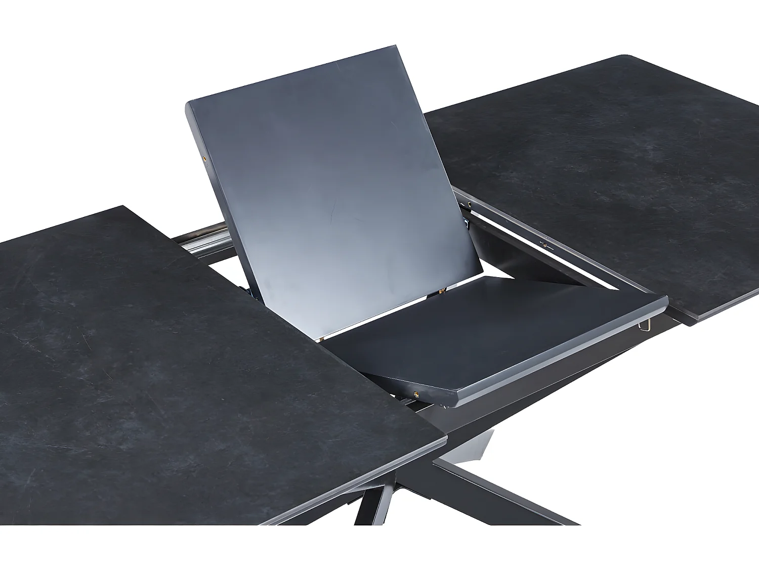 Table à manger rectangulaire extensible en céramique coloris noir / pieds noir