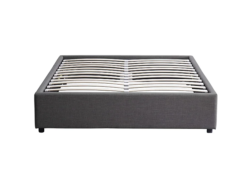 Lit coffre en bois massif anthracite avec sommier à lattes 160x200 - LT17017