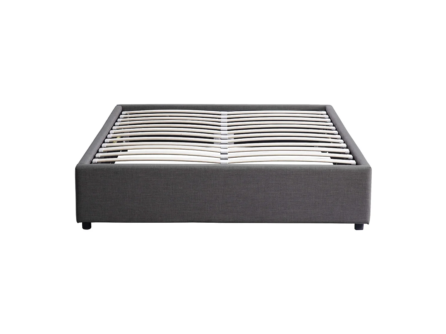 Lit coffre en bois massif anthracite avec sommier à lattes 160x200 - LT17017