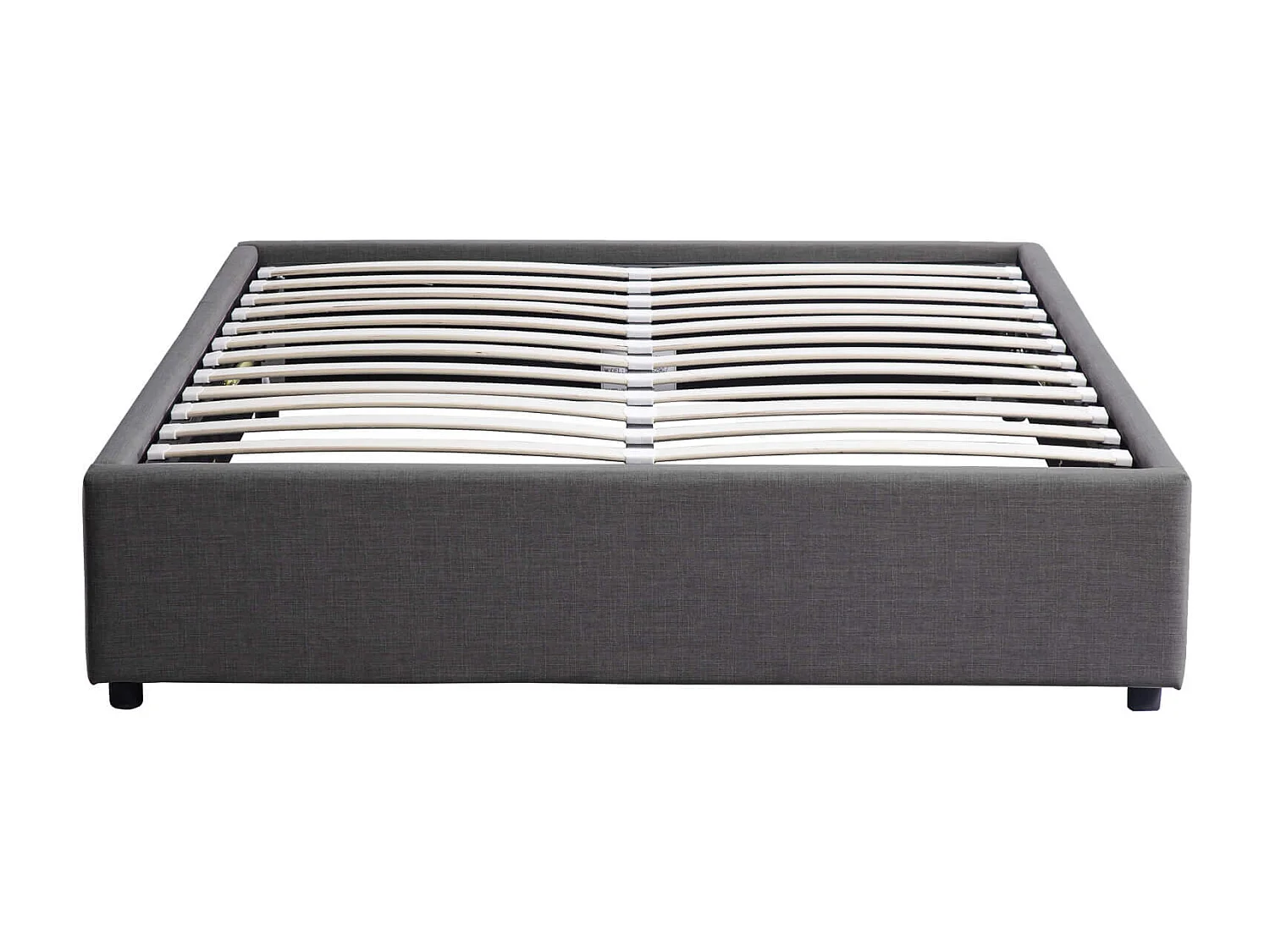 Lit coffre en bois massif anthracite avec sommier à lattes 160x200 - LT17017