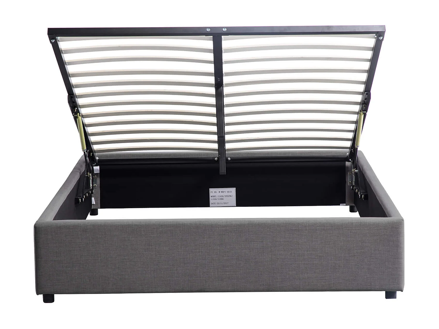 Lit coffre en bois massif anthracite avec sommier à lattes 160x200 - LT17017