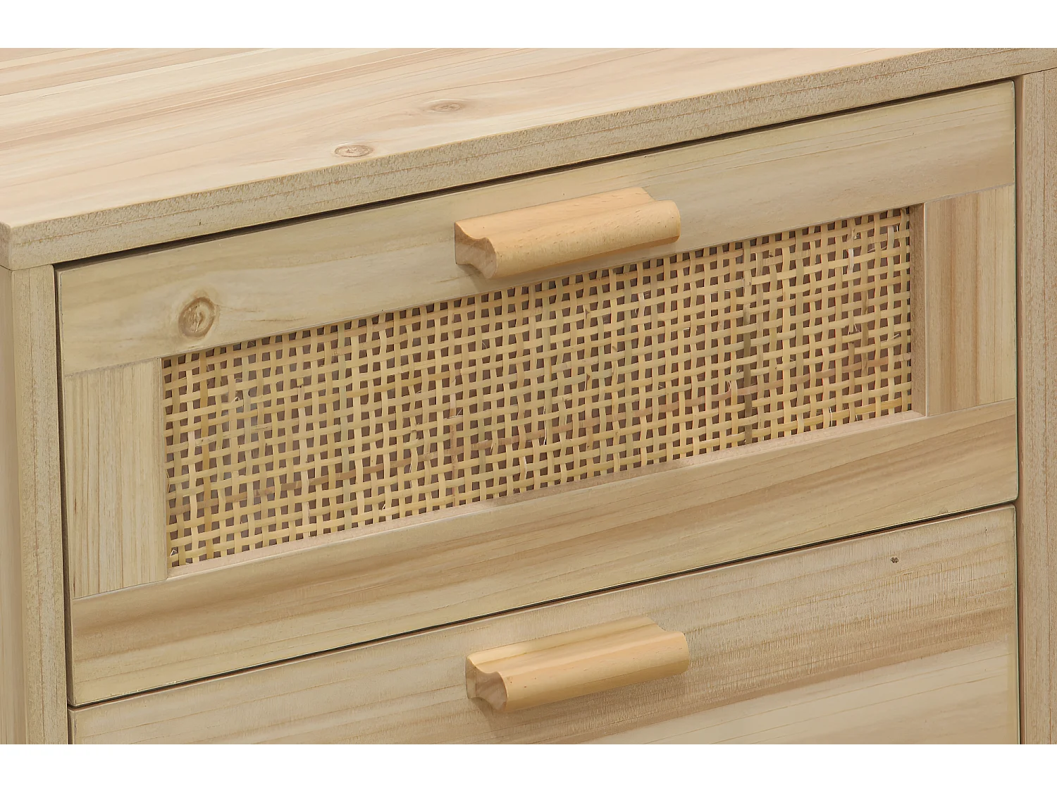 Table de nuit, table de chevet avec 2 tiroirs coloris naturel - L. 40 x P. 39 x H. 48 cm