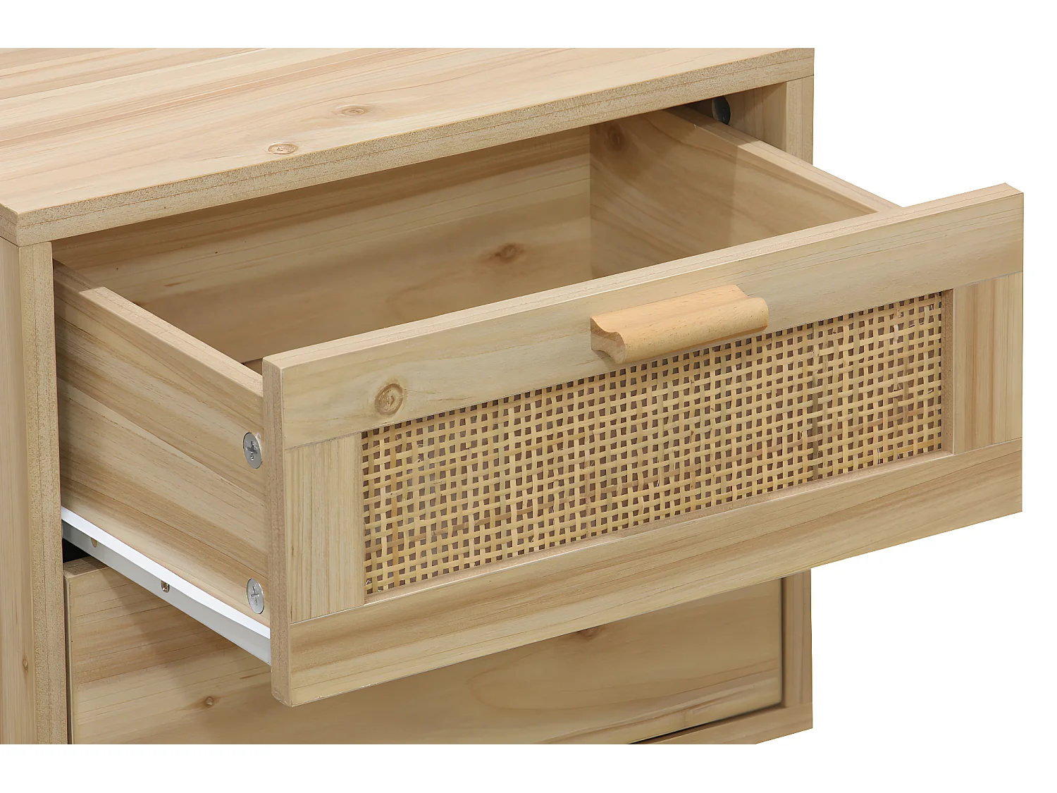 Table de nuit, table de chevet avec 2 tiroirs coloris naturel - L. 40 x P. 39 x H. 48 cm